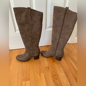 Indigo blue knee high boots